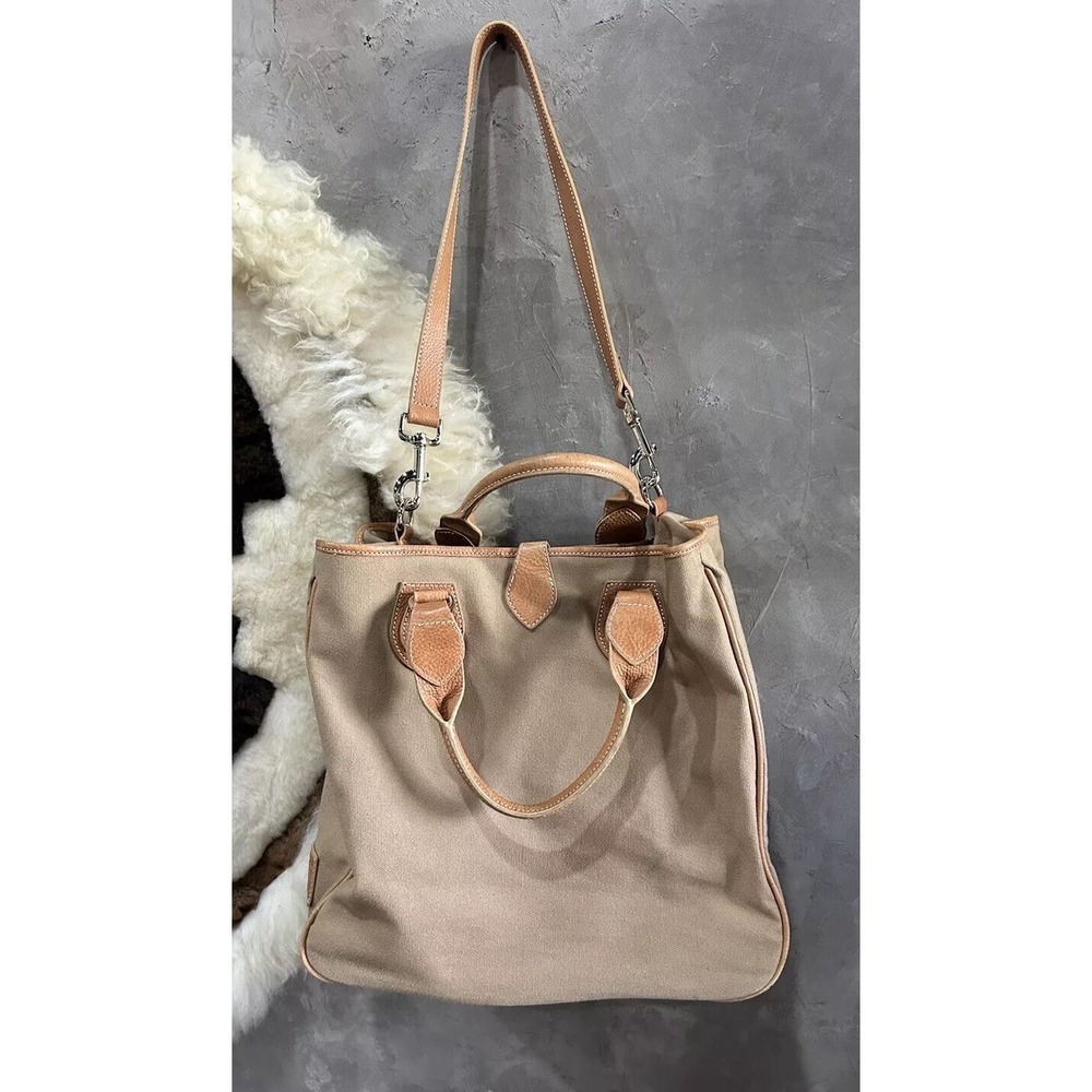 Hunter Canvas Tote Bag with Leather Straps Large Shoulder/crossbody Tan - Picture 9 of 9